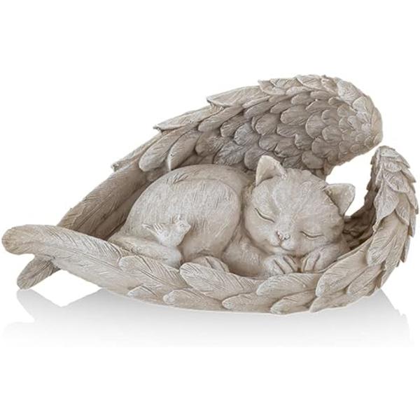 1 stk. Resin Statue Cat Angel Memorial Statue til minde om vores tabte