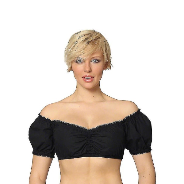 Dame Oktoberfest Elegant Dirndl Bluse Svart Dirndl Bluse Blondebluse.XL.Vintage Svart Vintage Black XL