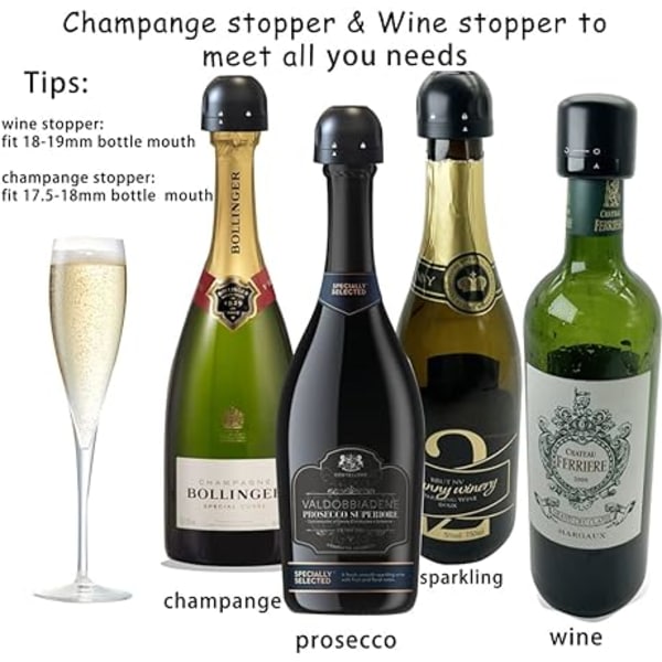 (4-pak) Champagne- og vinpropper, SunDiao Champagne- og vinpropper