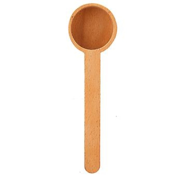 Måleskje i tre for kaffebønner, teskje, melkepulver, salt, sukker, scoop for kjøkkenbruk