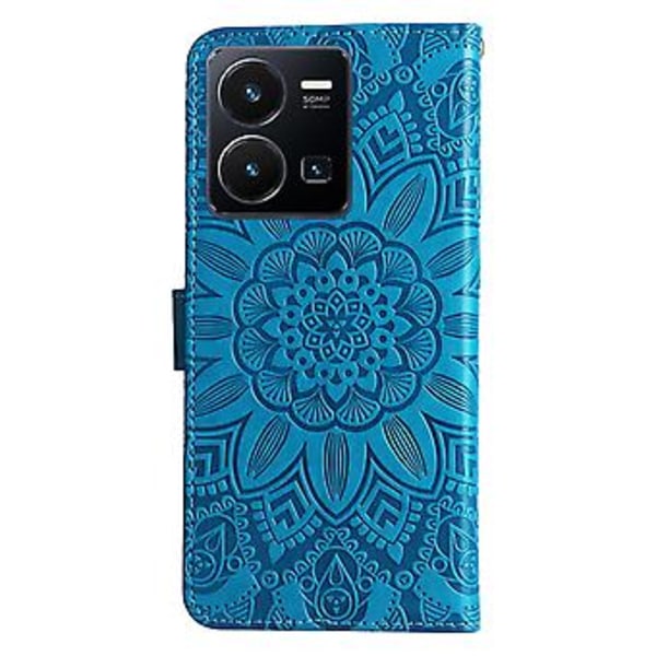 Solros Läder Telefonfodral För vivo Y35 4G / Y22s / Y22 Blue