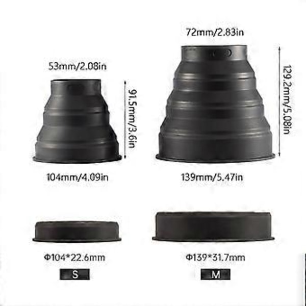 Vikbart silikonlinsskydd för 53-72mm/72-112mm kameralins eliminerar reflektion för perfekt bild, linsskydd M