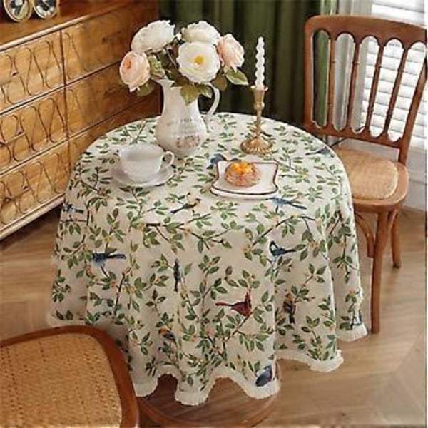 Rund Texturerad Bordsduk Tvättbar Bordsöverdrag Mjuk Bordsduk Fläckbeständig, Perfekt för Kök, Middag, Picknick Beige Beige 100cm