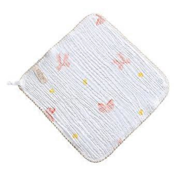 Babyhaklapp i bomullsmuslin med tecknat tryck, bandana, scarf, multifunktionell rapduk, justerbar för matning, tänder och dreglande pink bow