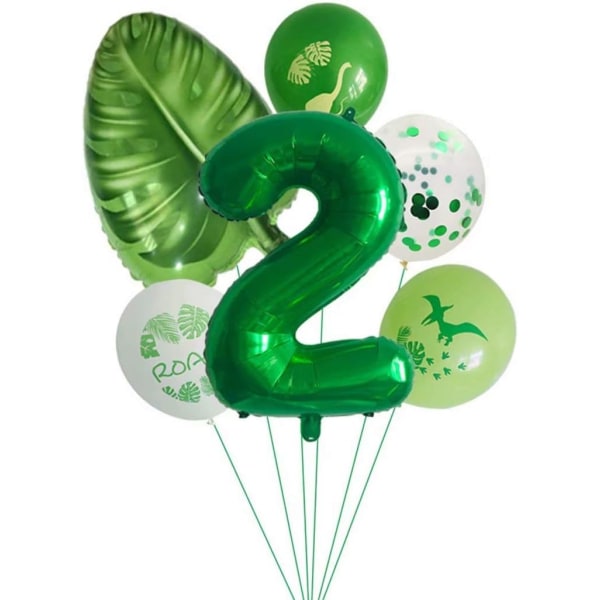 Dino 2 års födelsedag ballonger, barn födelsedag dekoration 2:a födelsedagen