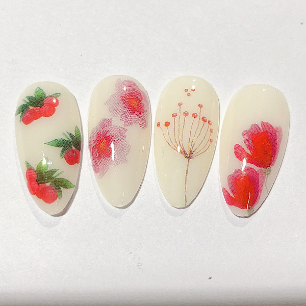 Blommor Nagelstickers Nagelkonst 3 Ark Självhäftande Nagelstickers