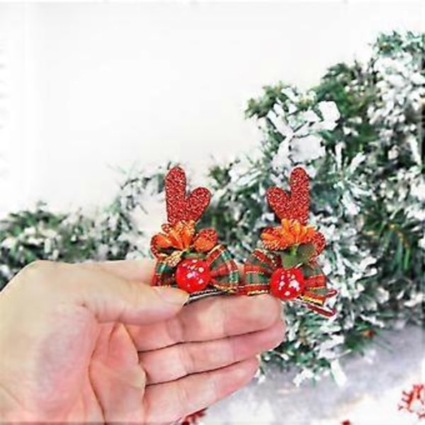 2 stk. Enkle Temperament Hårnåle Vinter Hårelastikker Hårklemmer Skridsikre Hårspænder Hårtilbehør Mushroom bow tie red