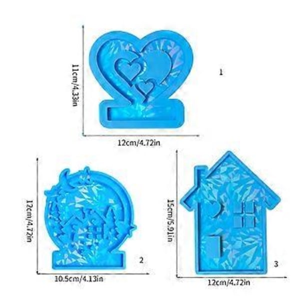 Hjerte Lysestake Silikonform Holografisk Lysbaseform Husformet Lysholderform DIY Ornamenter Hjemmedekorasjoner Style 2