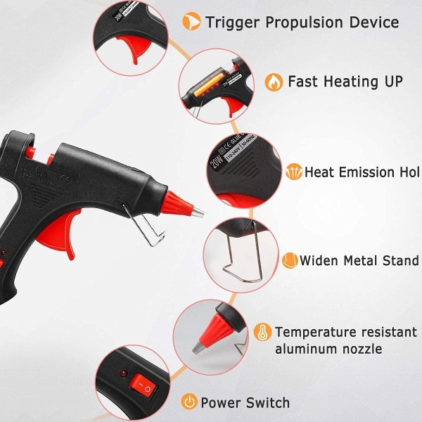 20W Hot Glue Gun, Uppdaterad version Limpistol Set & Pack DIY and