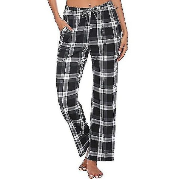 Men Soft Flannel Checked Pajama Pants.M.black