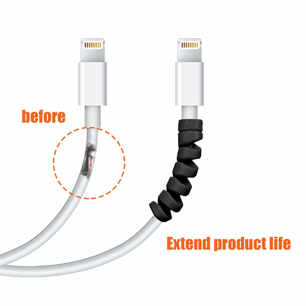 12 Stycken Typ-C Kabel Laddare, (12 Stycken, Svart, Grå) Mjuk Sil