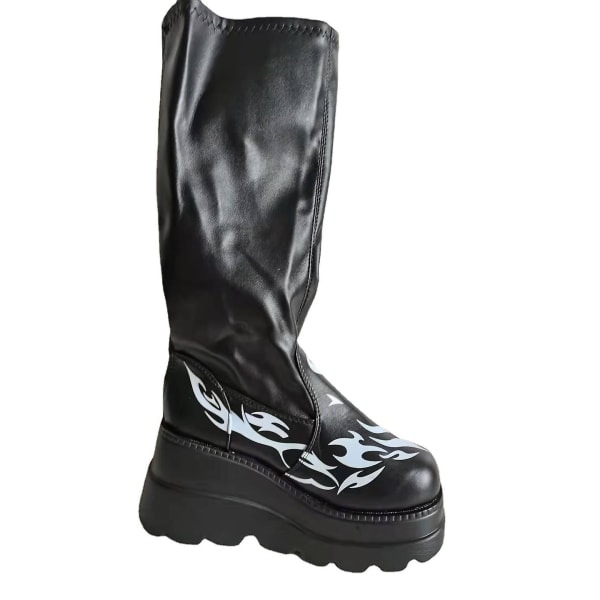 Tryckta eldskuggsstövlar Platform Boots Wedge Shoes.38.