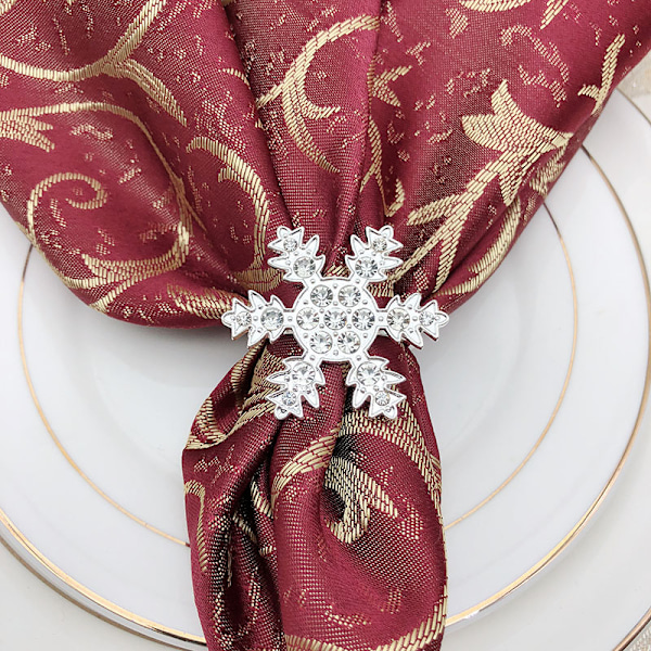 Blomsterserviettringer med spenne Rhinestone Blomster Metall Serviett R