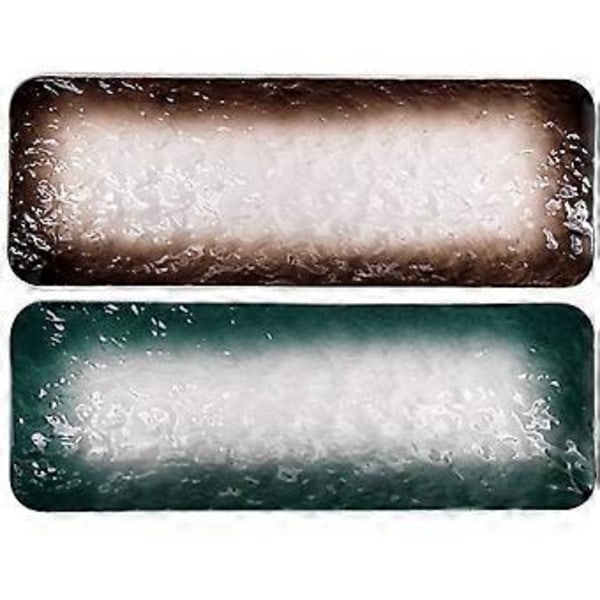2 stk. keramiske tallerkener i japansk stil, keramiske sushitallerkener, rektangulære snacktallerkener, serveringsfade