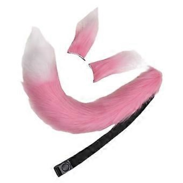 Faux Fur Ører og Hale Sæt Udklædning Kostume Cosplay til Maskerade Børn Voksen (Pink) Pink