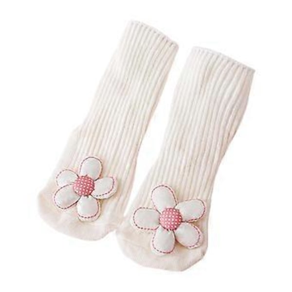 Baby Flickor Strumpor Spets Blomma Tillbehör Nyfödd Bomull Småbarn Halkfria Golvstrumpor Spädbarn Kläder Duschgåva vit kant blomma S white border flower S