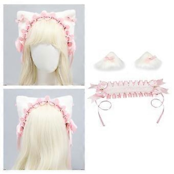 Kattöron Hårband Trendiga Söta Rosetter Huvudbonader Vardagsbruk Hårprydnad Kostymtillbehör för Halloweenfester Rosa Pink