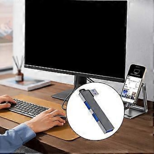 Kannettava USB3.0 Hub USB3.0 - MultiPorts Hub -sovitin, jossa on 1 USB3.0- ja 2 USB2.0-porttia, Plug and Play -yhteensopivuus, hopea Silver