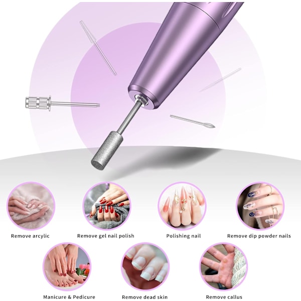 Vit, professionell elektrisk nagelslip, elektrisk nagelfil, portabel