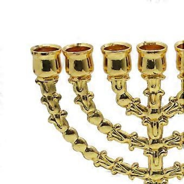 Hanukkah Menorah Metall Ljushållare Tealighthållare 7 Grenar Ljusstake för Middagsbjudningar Dekorationer Heminredning Höjd 17cm (Gyllene) Golden