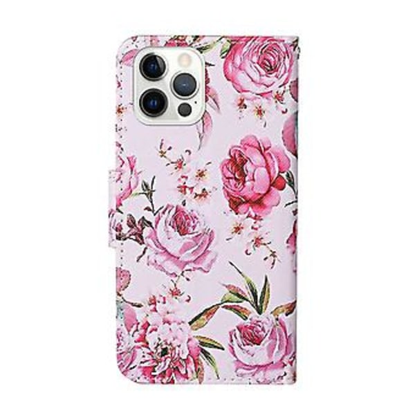 Farvet Tegne Etui til iPhone 12 Pro Max Peony