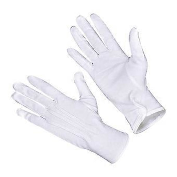 Vita scenhandskar för scenframträdanden, dans, vuxenstorlek, vita handskar, formella handskar för fest, cosplay, polis, tävling L L