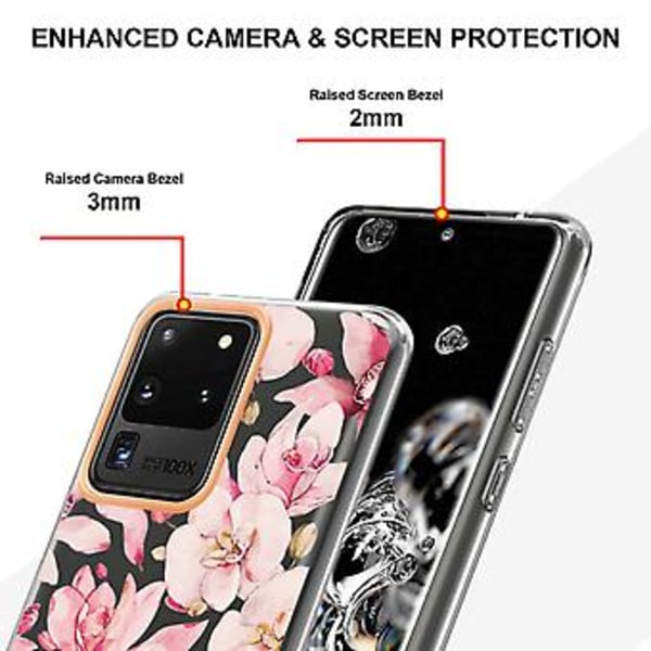 Blommor Växter TPU Skal För Samsung Galaxy S20 Ultra Pink