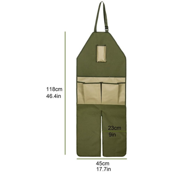 Oxford-kangas säädettävä puutarhan esiliina taskuilla, täysi peitto split leg bib esiliina miehille ja naisille DIY puutarha 45X118cm