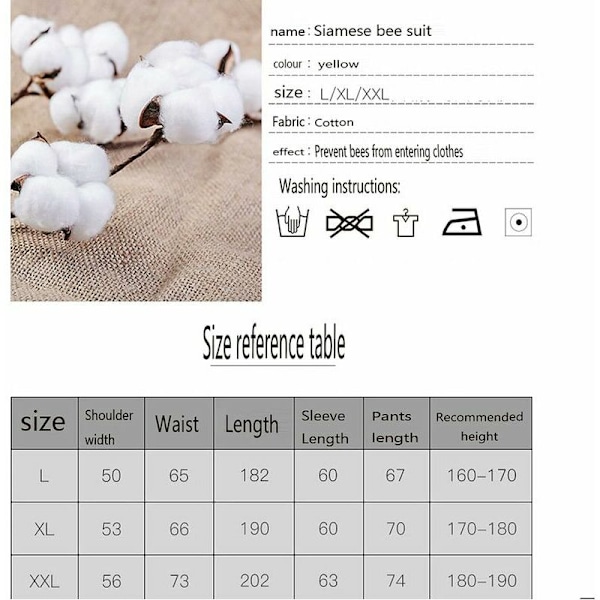 Biodlardräkt - Biodlarkläder med handskar, naturlig bomull Biodlardräkt med fäktningshuva, Biodlarjacka för unisex, Professionell biodlare (XXL)