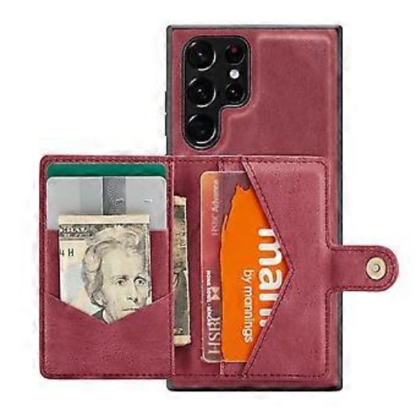 EEHOOD Retro Magneettinen PU-kotelo Samsung Galaxy S22 Ultralle Red