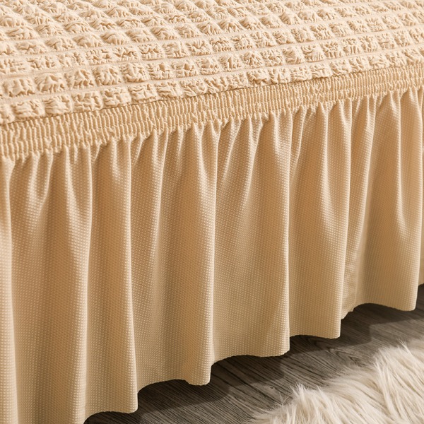 Kjolmodell - enfärgad beige, elastisk 1-delad uppsättning med veck