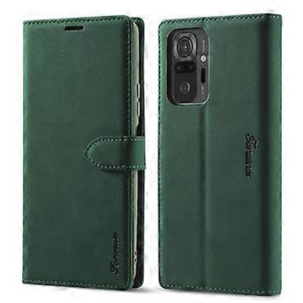 For Xiaomi Redmi Note 10 Pro Forwenw F1 Series Læder Etui Green