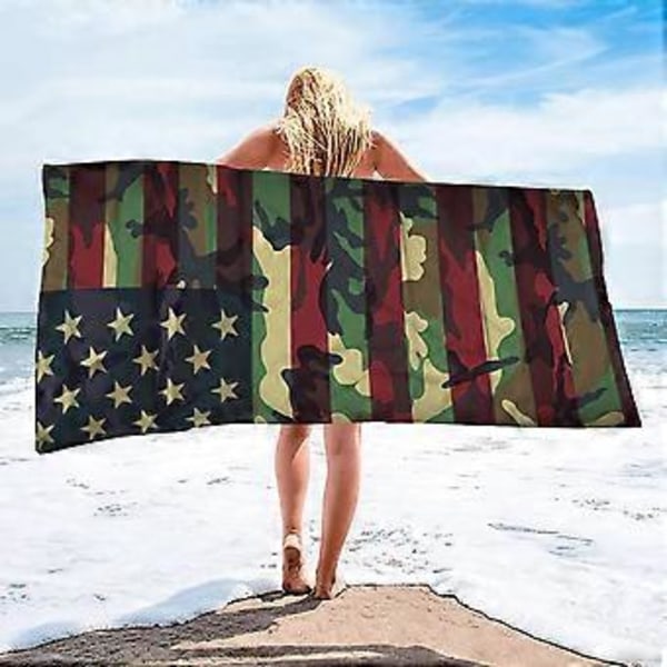 Strandhandduk Hud Flagga USA Badhandduk Mikrofibertyg Strandhandduk Ins Stil