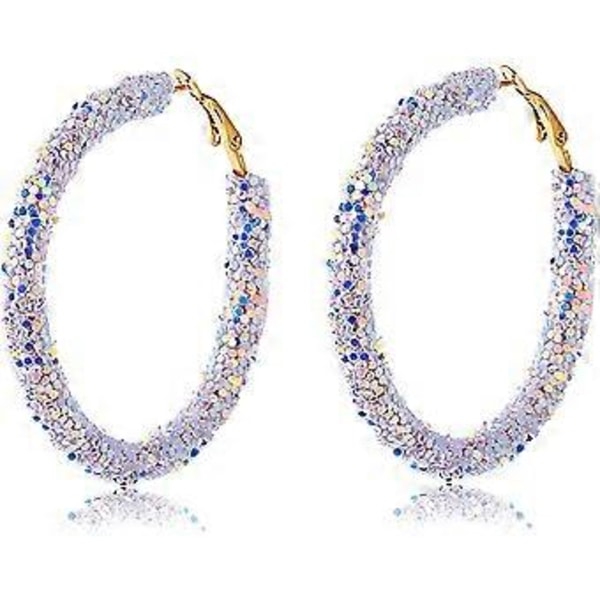 Paljettörhängen Bohemisk Glitterlindad Guldpläterad Hängande Örhänge Cirkel Statement Örhängen Boho Smycken