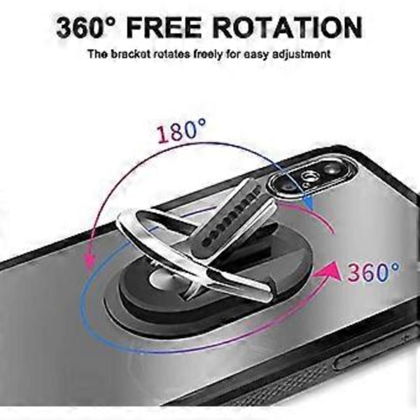 Telefonringholder Multifunksjonell Mobiltelefonbrakett Holder Stativ 360 Graders Rotasjon for Bil Hjem Svart