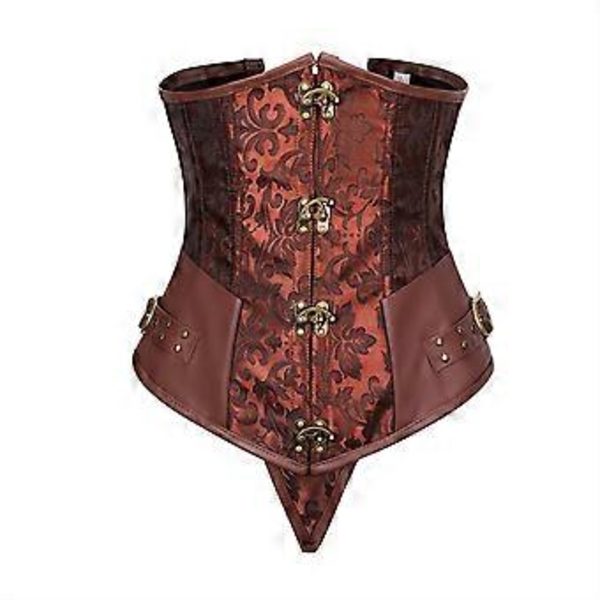 Naisten kukkaprinttikorsetti, muotoileva toppi, vartaloa muokkaava vyötärö, tukeva vyötärönauha, ruskea XXXXXL brown XXXXXL