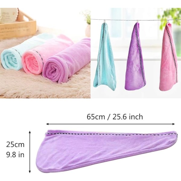 Rose Violet Bleu, Turbaani Mikrokuidusta Hiusten Kuivaamiseen, 3 Kpl