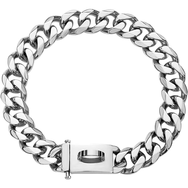 Sølv hundekjedehalsbånd Metallkjedehalsbånd med Design Secure Buc