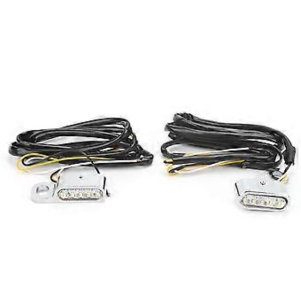 2 stk. DC12V Blinklys Motorsykkel LED Indikatorlampe Passer for XL 48 72 1200 883 2004-2020 Krombelagt Sølv