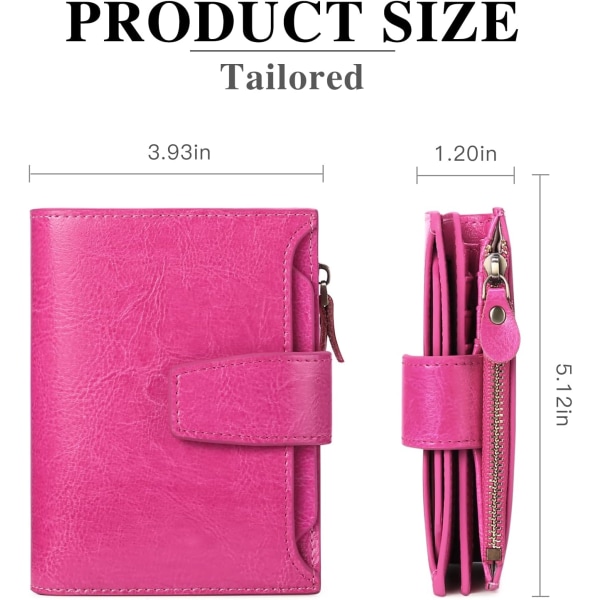 Roseröd plånbok, ultratunn plånbok i läder för kvinnor, mynt för kvinnor