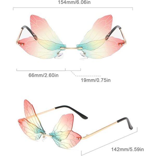 1pc Fashion Rimless Dragonfly Irregular Lenses Rimless Shades Par