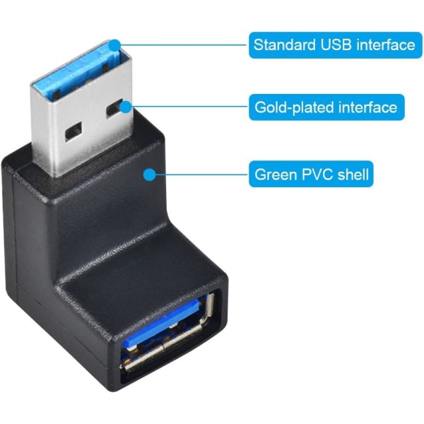 Musta 4kpl USB 3.0 -sovitin 90 astetta 4kpl kulmikas USB uros-fem