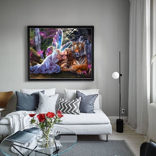 DIY 5D timanttimaalaussetti, tiikerin timanttimaalausristikko