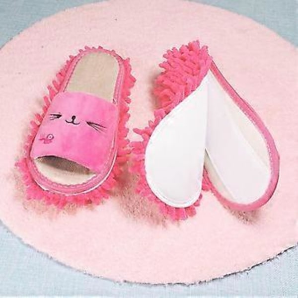 Söpöt Pölymoppitossut Unisex Pölylattian Puhdistustyökalu Kylpyhuoneeseen Makuuhuoneeseen (Ruusunpunainen) Rose Red