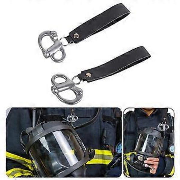 2 stk. Quick Release Snap Shackle med læderhåndtag SCBA Maske Quick Release Clip Metal Fast Snap Shackle Lanyard