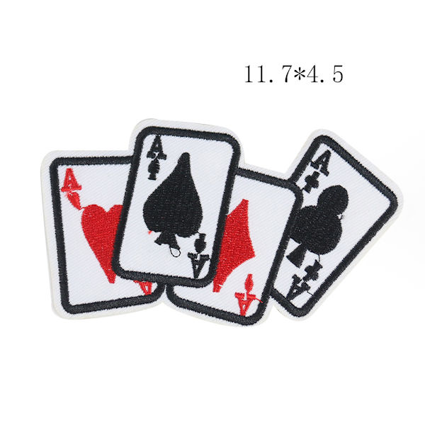 5 stk Poker Ess-klærlapp, stryke-på Pokerkort Emblem Applikasjon