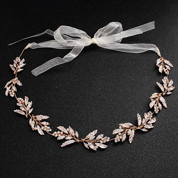 Brudehodebånd bryllup hår rhinestone legering blad hårpynt