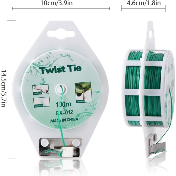 2 Rullaa 328ft (100m) Kierrettyä Köyttä, Vihreä Päällystetty Puutarhan Kasvin Sidonta w