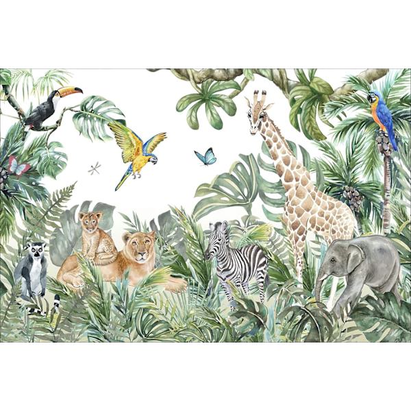 1 stk 200x150cm Non-Woven Tapet Jungeldyr Giraff Elefant