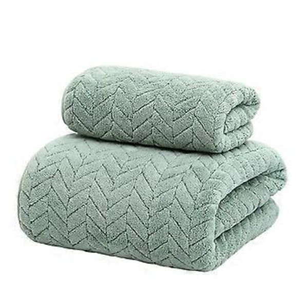 Håndkle Badehåndklesett Fløyelspunnet Svært Absorberende Mykt Badehåndkle Egnet For Baderom Spa Gym Green